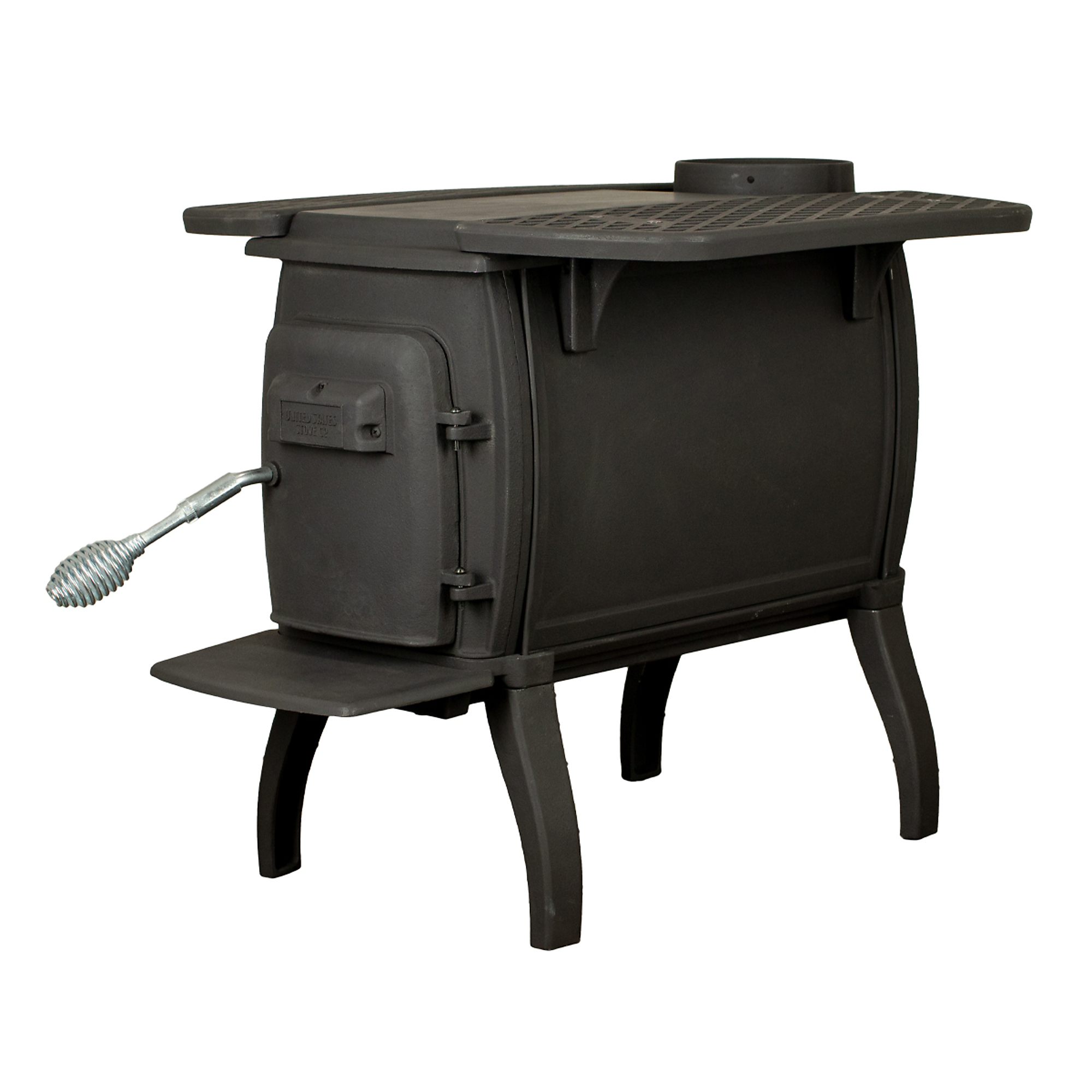 US Stove Company Wood Stove Kit — 900 Sq. Ft., Cast Iron, 54,000 BTUs, Dual Side Tables, Model# US1261E-KIT